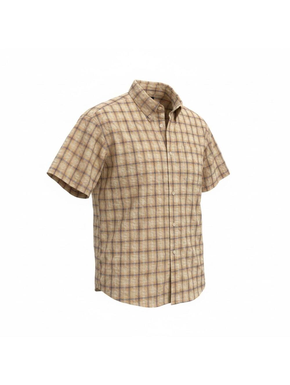 Mens L Plaid Short-sleeve Button-Down Sport Shirt Preppy